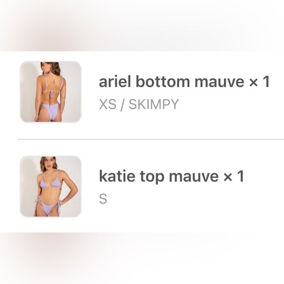 NWT OneOne Swimwear Bikini SET Mauve Lavender Lilac Purple New Ariel Katie - Picture 4 of 7